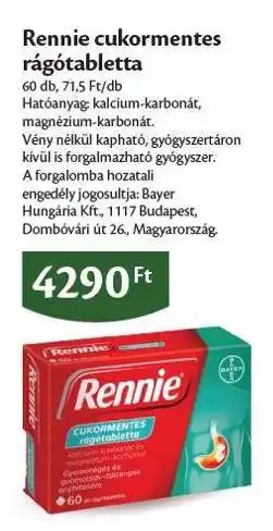 EcoFamily Rennie cukormentes rágótabletta ajánlat