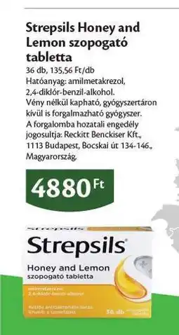 EcoFamily Strepsils Honey and Lemon szopogató tabletta ajánlat