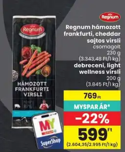 Spar Regnum hámozott frankfurti virsli ajánlat