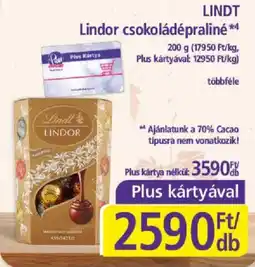 PlusMarket Lindt lindor csokoládépraliné ajánlat
