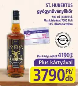 PlusMarket St. hubertus gyógynövénylikör ajánlat
