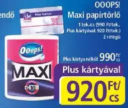PlusMarket Ooops! maxi papírtörlő ajánlat