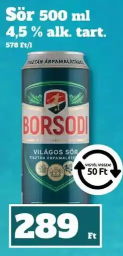 Family Diszkont Borsodi világos sör ajánlat