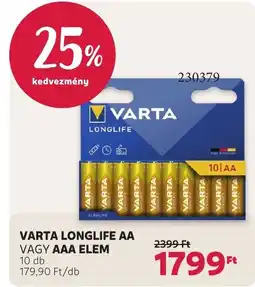 Rossmann Varta longlife aa ajánlat