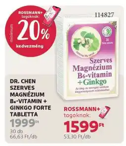 Rossmann DR. CHEN SZERVES MAGNÉZIUM B6-VITAMIN + GINKGO FORTE TABLETTA ajánlat