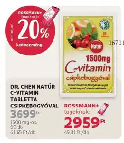 Rossmann DR. CHEN NATÚR C-VITAMIN TABLETTA CSIPKEBOGYÓVAL ajánlat