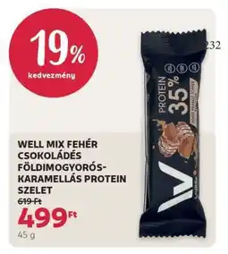 Rossmann WELL MIX FEHÉR CSOKOLÁDÉS FÖLDIMOGYORÓS-KARAMELLÁS PROTEIN SZELET ajánlat