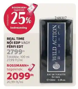 Rossmann REAL TIME NŐI EDP VAGY FÉRFI EDT ajánlat
