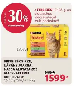 Rossmann FRISKIES CSIRKE, BÁRÁNY, MARHA, KACSA ALUTASAKOS MACSKAELEDEL MULTIPACK ajánlat