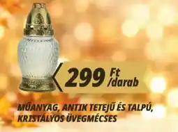 Príma műanyag, antik tetejű és talpú, kristályos üvegmécse ajánlat