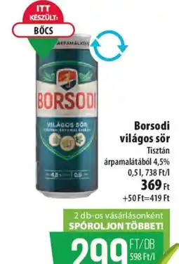 Coop Borsodi világos sör ajánlat