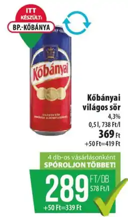 Coop Kőbányai világos sör ajánlat