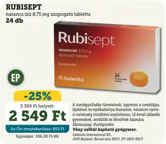 Rubisept szopogató tabletta