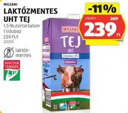 ALDI Milsani laktózmentes uht tej ajánlat