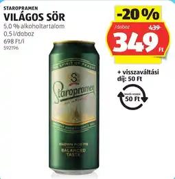 ALDI Staropramen világos sör ajánlat