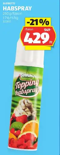 ALDI Globetti topping habspray ajánlat