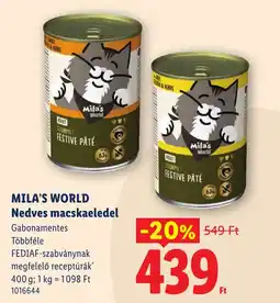 Lidl Mila's world nedves macskaeledel ajánlat