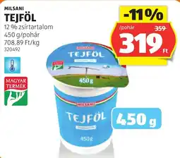 ALDI Milsani tejföl ajánlat