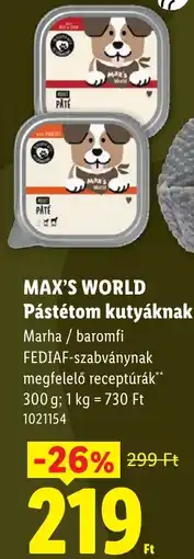 Lidl Max's world pástétom kutyáknak ajánlat