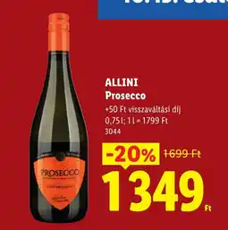 Lidl Allini Prosecco ajánlat