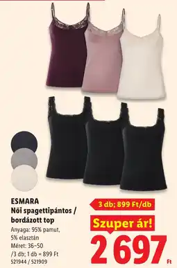 Lidl Esmara női spagettipántos bordázott top ajánlat