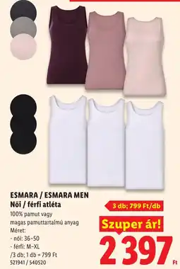 Lidl Esmara / esmara men női / férfi atléta ajánlat