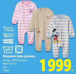 Lidl Winnie the Pooh Minnie Mouse Mickey Mouse biopamut baba pizsama ajánlat