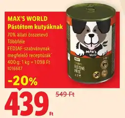 Lidl Max's world pástétom kutyáknak ajánlat