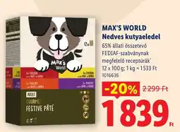Lidl Max's world nedves kutyaeledel ajánlat