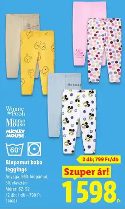 Lidl Winnie the Pooh Minnie Mouse Mickey Mouse biopamut baba leggings ajánlat