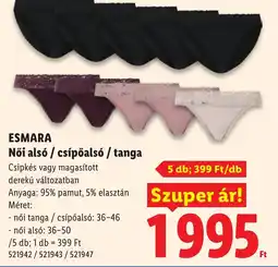 Lidl Esmara női alsó / csípőalsó / tanga ajánlat