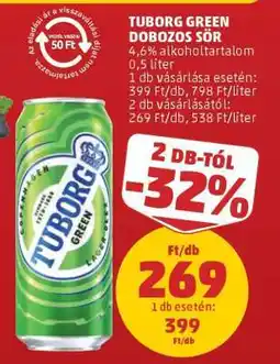 PENNY Tuborg Green dobozos sör ajánlat