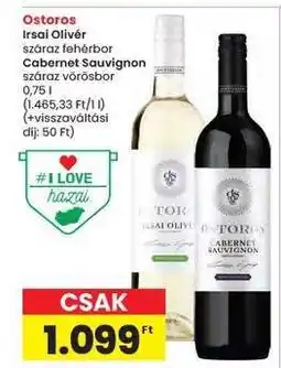 Interspar Ostoros Irsai Olivér száraz fehérbor / Cabernet Sauvignon száraz vörösbor ajánlat