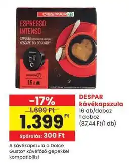 Spar DESPAR kávékapszula ajánlat