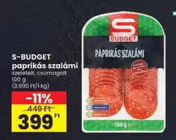 Spar S-BUDGET paprikás szalámi ajánlat