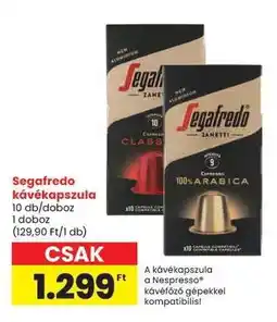 Spar Segafredo kávékapszula ajánlat
