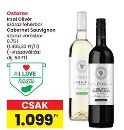 Spar Ostoros Irsai Olivér száraz fehérbor / Cabernet Sauvignon száraz vörösbor ajánlat