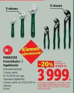 Lidl PARKSIDE Franciakulcs / fogókészlet ajánlat