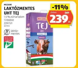 ALDI MILSANI LAKTÓZMENTES UHT TEJ ajánlat