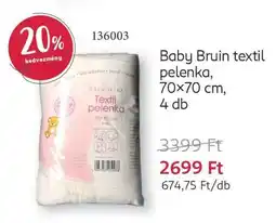 Rossmann Baby Bruin textil pelenka, 70×70 cm, 4 db ajánlat