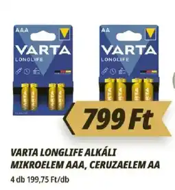 Príma Varta longlife alkáli mikroelem ajánlat