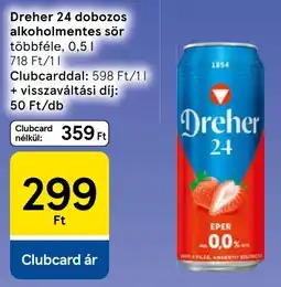 Tesco Dreher 24 dobozos alkoholmentes sör ajánlat