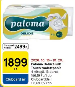 Tesco Paloma deluxe silk touch toalettpapír ajánlat
