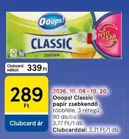 Tesco Oops! papír zsebkendő ajánlat