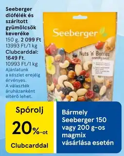 Tesco Seeberger diófélék és szárított gyümölcsök keveréke ajánlat