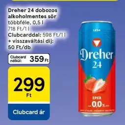 Tesco Dreher 24 dobozos alkoholmentes sör ajánlat