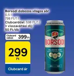 Tesco Borsodi dobozos világos sör ajánlat