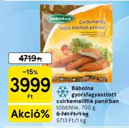 Tesco Bábolna gyorsfagyasztott csirkemellfilé panírban ajánlat