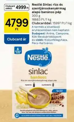 Tesco Nestlé Sinlac rizs és szentjánoskenyérmag alapú banános pép ajánlat