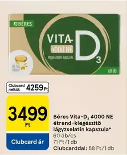 Tesco Béres Vita-D₃ 4000 NE étrend-kiegészítő lágyzselatin kapszula ajánlat